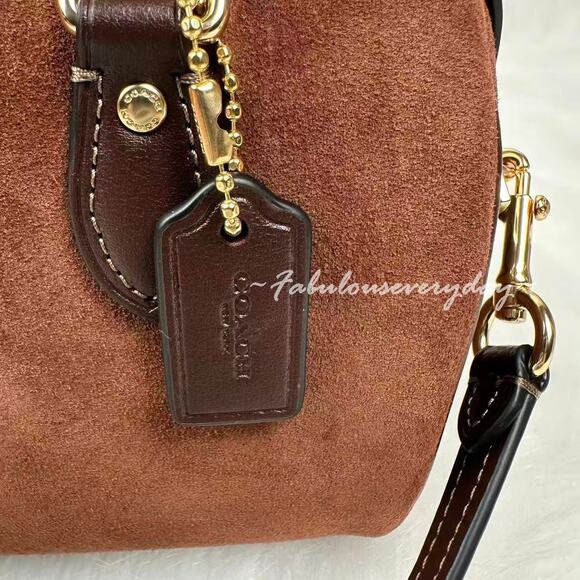 Coach Mini Rowan Crossbody Bag In Suede/Vintage Brown CCF29 NWT - Picture 9 of 9